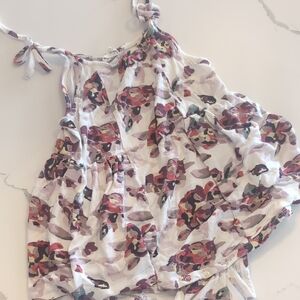 kate quinn Ballerina Ruffle Romper with Watercolor Floral Print